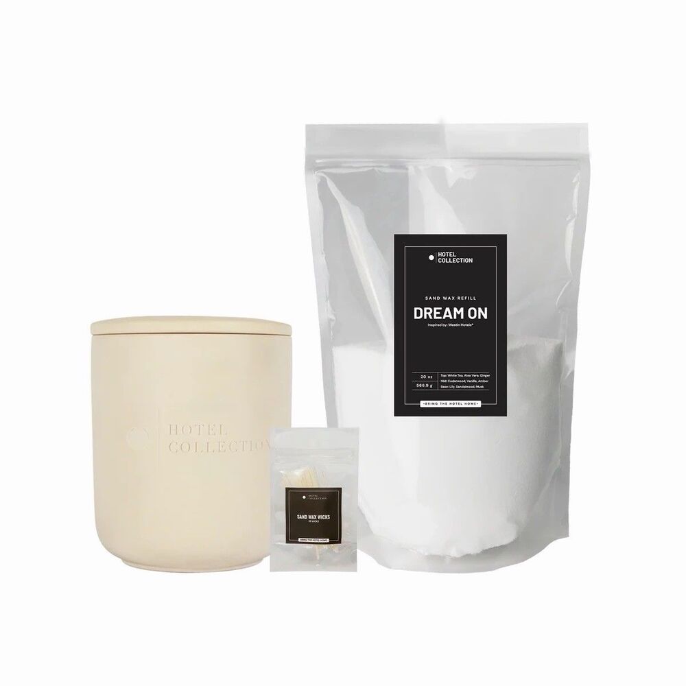 Aroma360 Dream On Petite Ceramic Sand Wax Candle Set Bone NEW 20oz Hard To Find